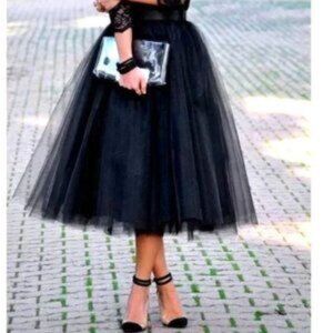 💋CHIC & SEXY💋 Black Swan A-line Midi Tulle Skirt